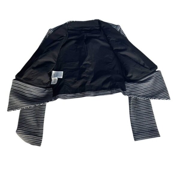 BCBG MAXAZRIA Woman’s Sz M Otto Cropped Striped Zip-Waist Blazer Jacket - Picture 9 of 10